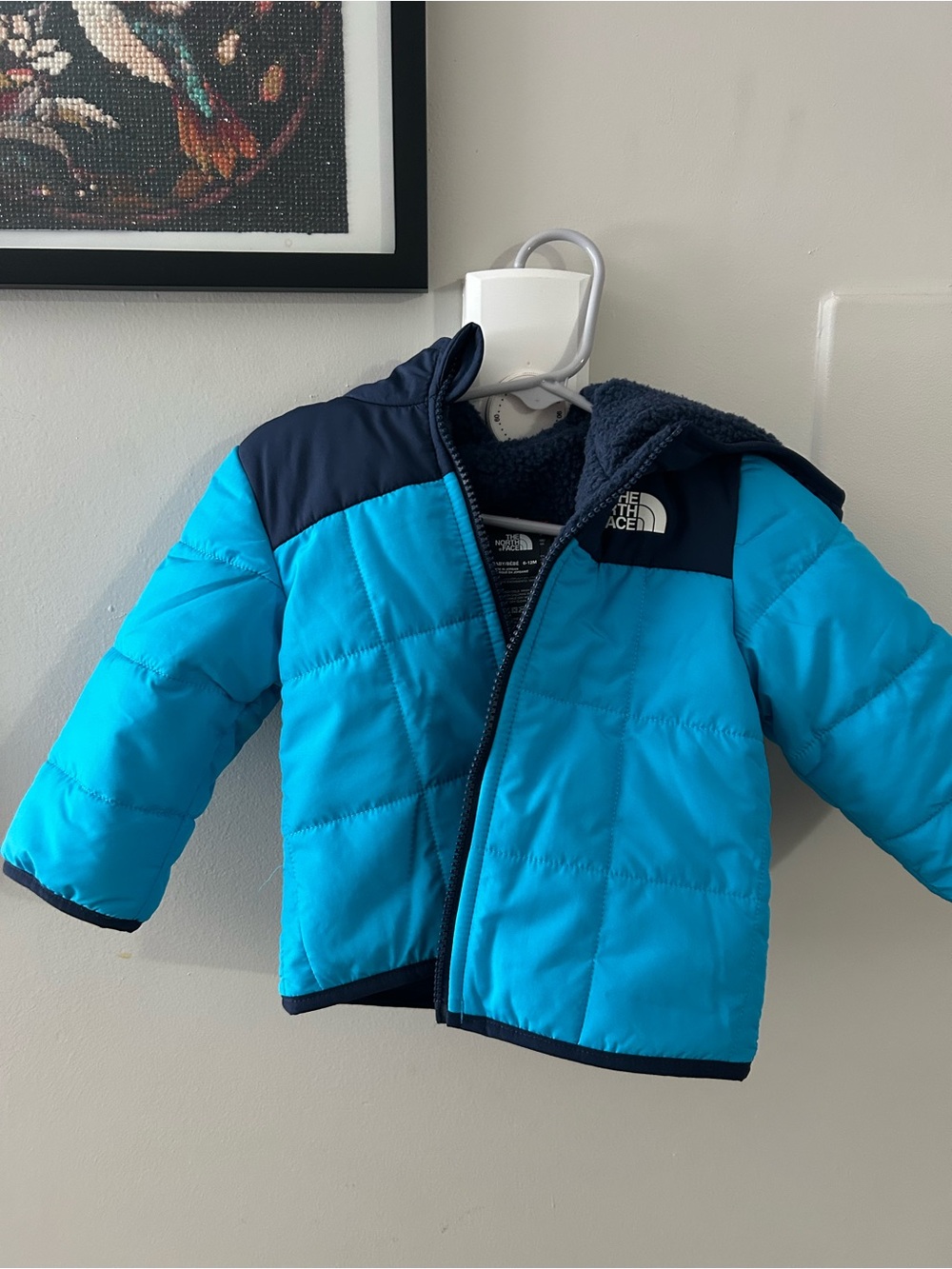The North Face Infant Reversible Coat Hooded Jacket  Sherpa Blue 6-12months